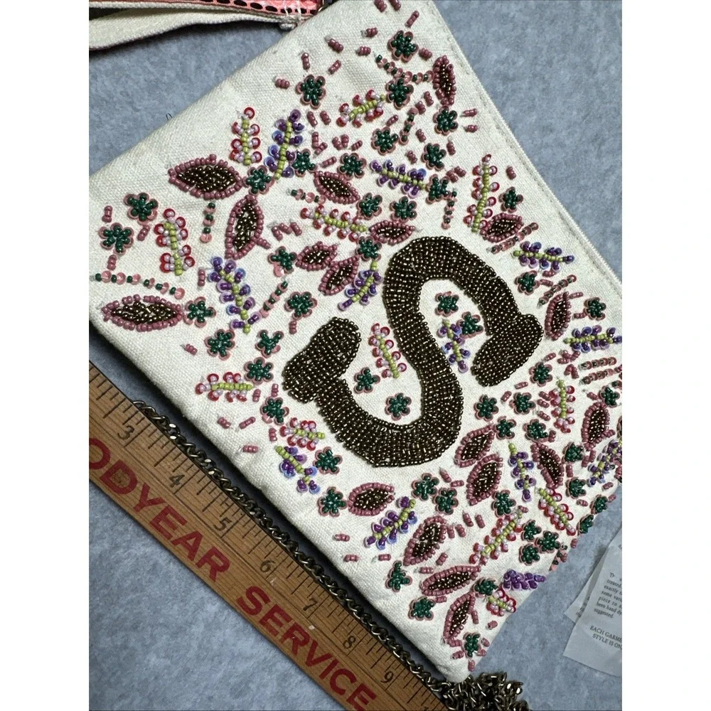 America & Beyond Anthropologie Beaded Embellished‎ Crossbody Letter 